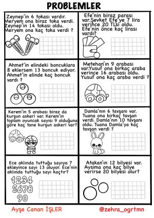 Toplama ve Çıkarma İşlemi Problemler