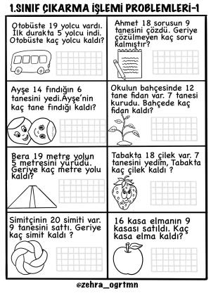 Toplama ve Çıkarma İşlemi Problemler