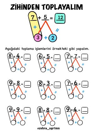 Zihinden Toplama Çalışma Sayfaları