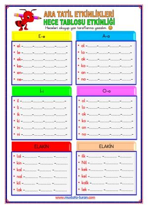 1st Grade 1st Midterm Break Activities and Studies