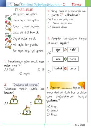 1. Sınıf Kendimi Değerlendiriyorum -2