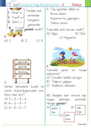 1. Sınıf Kendimi Değerlendiriyorum -2