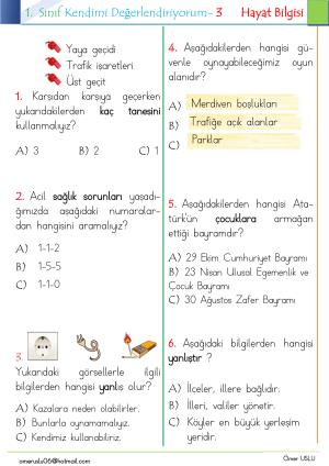 1. Sınıf Kendimi Değerlendiriyorum -3