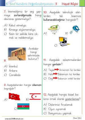 1. Sınıf Kendimi Değerlendiriyorum -3