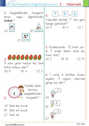 1. Sınıf Kendimi Değerlendiriyorum -3