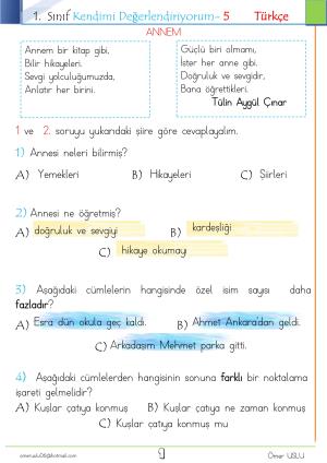 1. Sınıf Kendimi Değerlendiriyorum -5