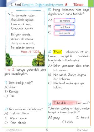 1. Sınıf Kendimi Değerlendiriyorum -8