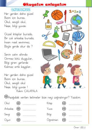 1. Sınıf Tatil Kitabı Etkinlikleri (Pdf)