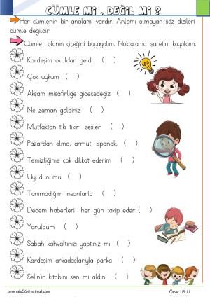 1. Sınıf Tatil Kitabı Etkinlikleri (Pdf)