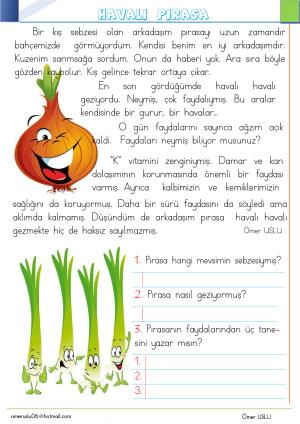 1. Sınıf Tatil Kitabı Etkinlikleri (Pdf)