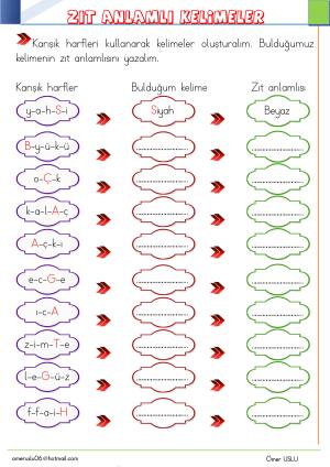 1. Sınıf Tatil Kitabı Etkinlikleri (Pdf)