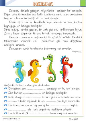 1. Sınıf Tatil Kitabı Etkinlikleri (Pdf)