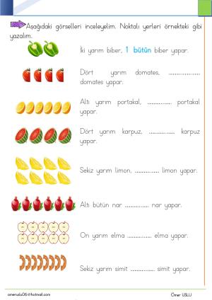 1. Sınıf Tatil Kitabı Etkinlikleri (Pdf)