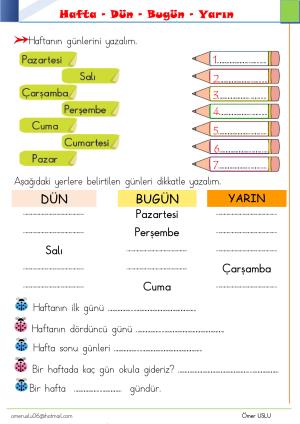 1. Sınıf Tatil Kitabı Etkinlikleri (Pdf)