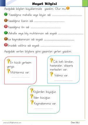 1. Sınıf Tatil Kitabı Etkinlikleri (Pdf)