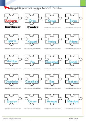 1. Sınıf Tatil Kitabı Etkinlikleri (Pdf)