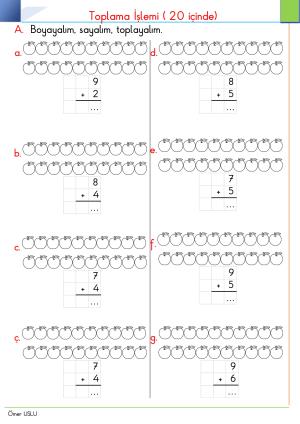 Toplama İşlemleri  20 ye Kadar Etkinliği