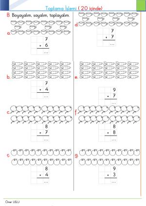 Toplama İşlemleri  20 ye Kadar Etkinliği