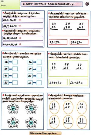 2. Sınıf Haftalık Değerlendirme 6.Hafta