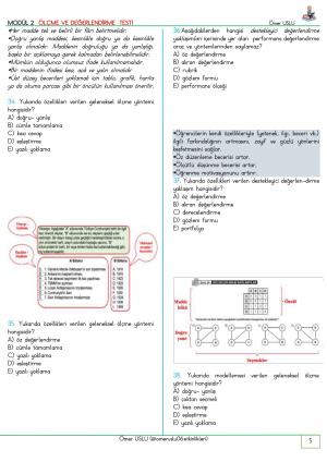 UZMAN ÖĞRETMENLİK Modül  1-2-3-4-5-6-7-8-9  İçeren Soru Bankası