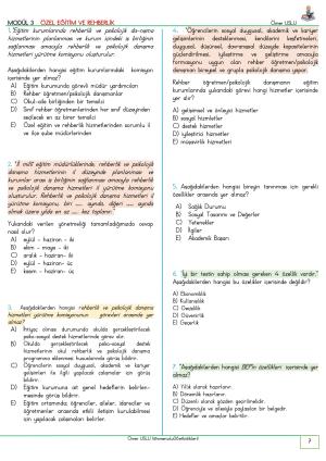 UZMAN ÖĞRETMENLİK Modül  1-2-3-4-5-6-7-8-9  İçeren Soru Bankası