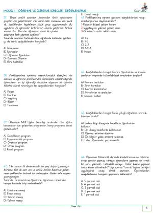 UZMAN ÖĞRETMENLİK Modül  1-2-3-4-5-6-7-8-9  İçeren Soru Bankası