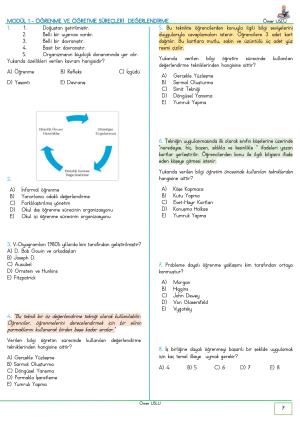 UZMAN ÖĞRETMENLİK Modül  1-2-3-4-5-6-7-8-9  İçeren Soru Bankası