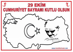 29 Ekim Cumhuriyet Bayramı Pano Süslemeleri  Atatürk ve Türkiye Haritası