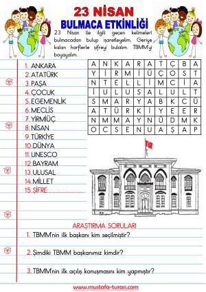 23 Nisan Bulmaca Etkinliği