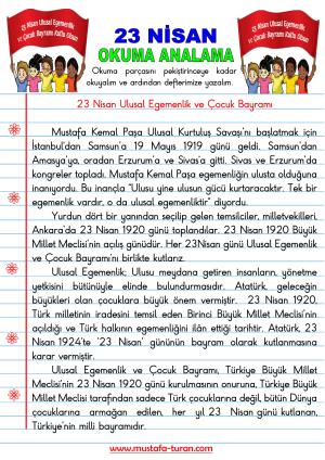 23 Nisan Ulusal Egemenlik Ve Çocuk Bayramı Okuma Anlama Etkinliği-3