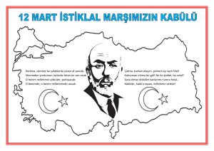 12 Mart İstiklal Marşımızın Kabulü Boyama  Etkinlikleri