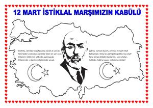 12 Mart İstiklal Marşımızın Kabulü Boyama  Etkinlikleri