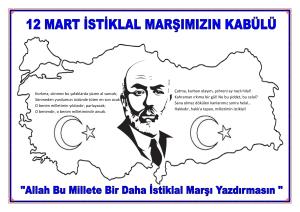 12 Mart İstiklal Marşımızın Kabulü Boyama  Etkinlikleri