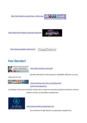 Derslere Göre Web 2.0 Araçları