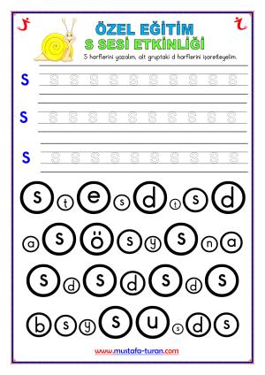 Özel Eğitim S-s Harfi Etkinlikleri