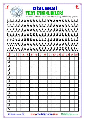Disleksi Test Etkinlikleri A-1