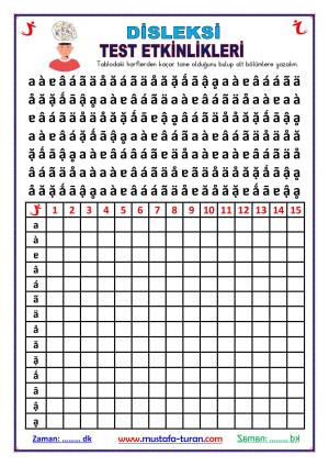 Disleksi Test Etkinlikleri A-2