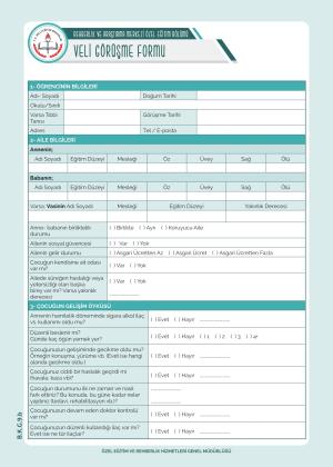 RAM-Special Education Department Parent Interview Form