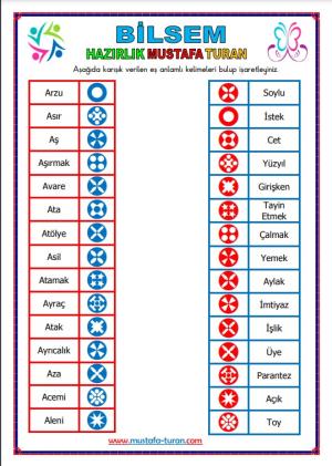 BİLSEM SÖZEL EŞ ANLAMLI KELİMELER-6