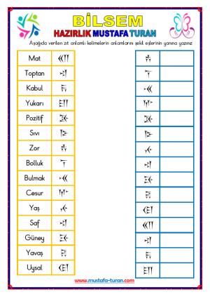 BİLSEM SÖZEL ZIT ANLAMLI KELİMELER-38