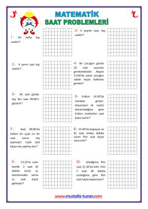 2. Sınıf Matematik Saat Problemleri  