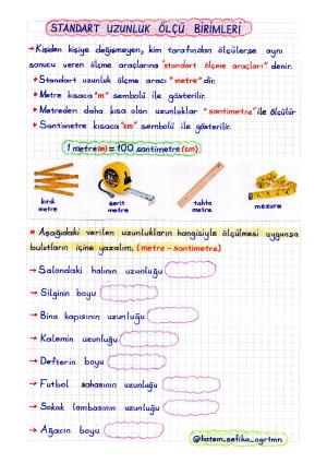 2. Sınıf Matematik standart Uzunluk Ölçme Birimi Konu Anlatımı