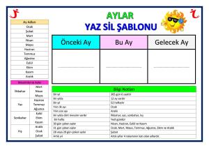 Aylar ve Haftanın Günleri Yaz Sil Şablonları