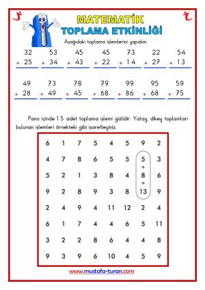 Toplama İşlemleri  ve Bulmaca Etkinlikleri