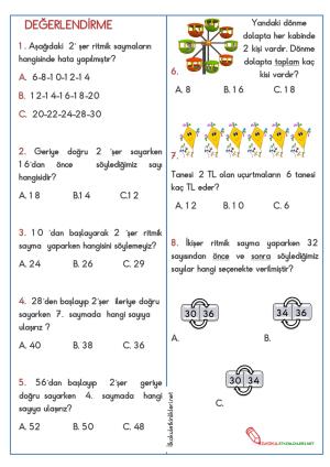 2 Şer 3 Er 4 Er 5 Er  Ritmik sayma Çalışma Etkinliği