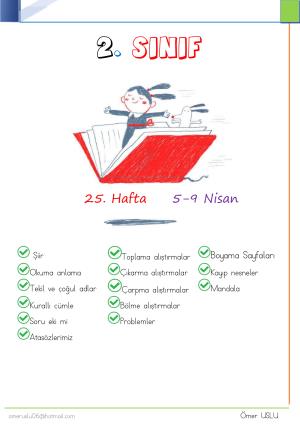 2. Sınıf  25. Hafta Etkinlik ve Çalışmaları