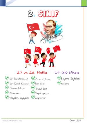 2. Sınıf  27-28. Hafta Etkinlik ve Çalışmaları