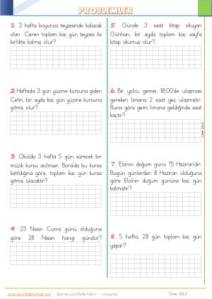 2. Sınıf  27-28. Hafta Etkinlik ve Çalışmaları