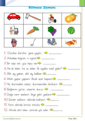 2. Sınıf 1 Hafta Etkinlik ve Çalışmaları