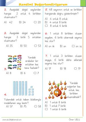 2. Sınıf 1 Hafta Etkinlik ve Çalışmaları